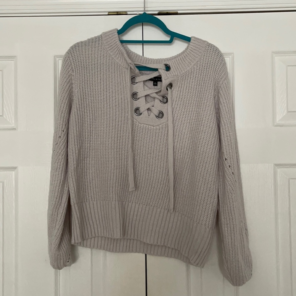 Kendall & Kylie Silver Sweater Crossed Front